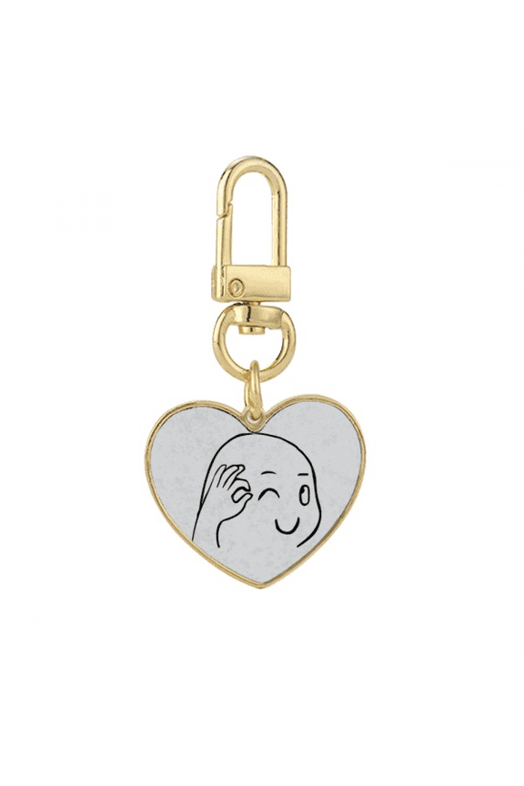ok gestures cute wink black fgold heart keychain metal keyring holder
