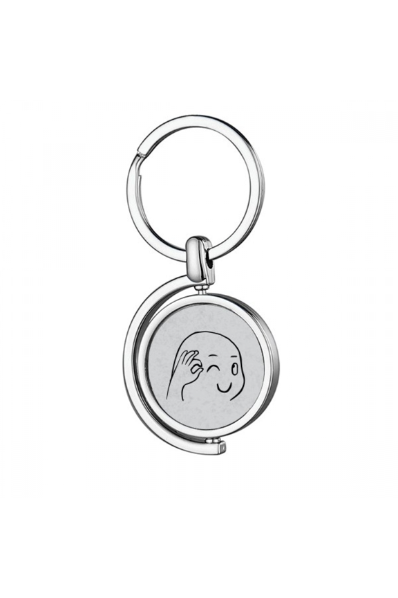 ok gestures cute wink black frotating keychain metal keyring holder