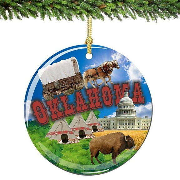 oklahoma christmas ornament, porcelain 2.75 oklahoma christmas ornaments