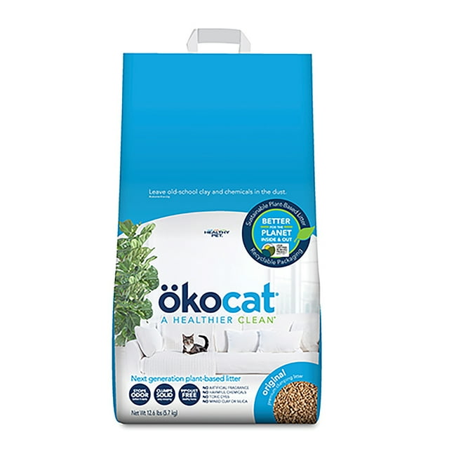 okocat Original Premium Clumping Natural Wood Cat Litter, Dust Free, Unscented, 12.6 lbs