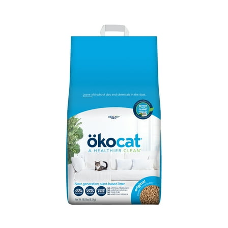 okocat Original Premium Clumping Natural Wood Cat Litter, Large, 18.8 lbs