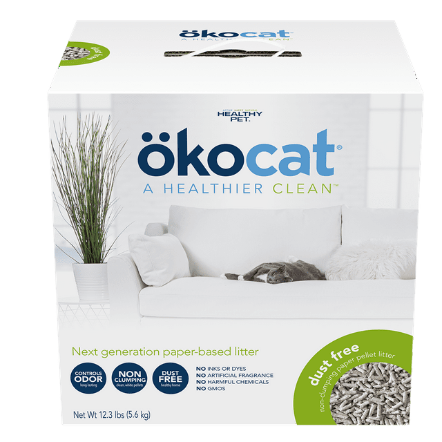 okocat Premium Dust Free Cat Litter, Nonclumping Paper Pellet