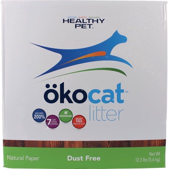 okocat Premium Dust Free Cat Litter, Non-clumping Paper Pellet, Unscented,12.3 lbs