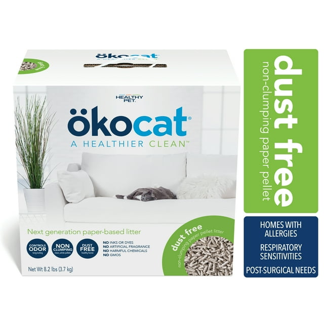 okocat Premium Dust Free Cat Litter, Nonclumping Paper Pellet