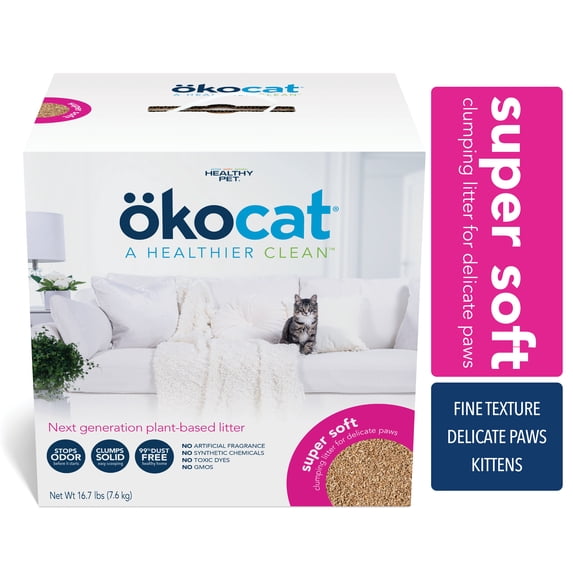 okocat Super Soft Clumping Natural Wood Litter for delicate paws, Small 8.4 lbs