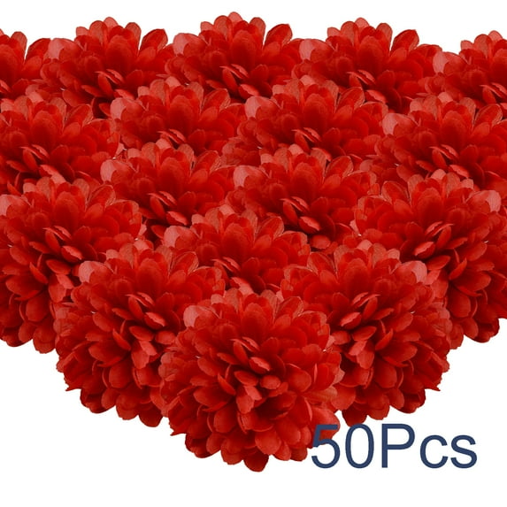 okwish Fake Marigold Artificial Flower Chrysanthemum 50Pcs Wedding Party Decoration Festival Decor Simulated Flowers