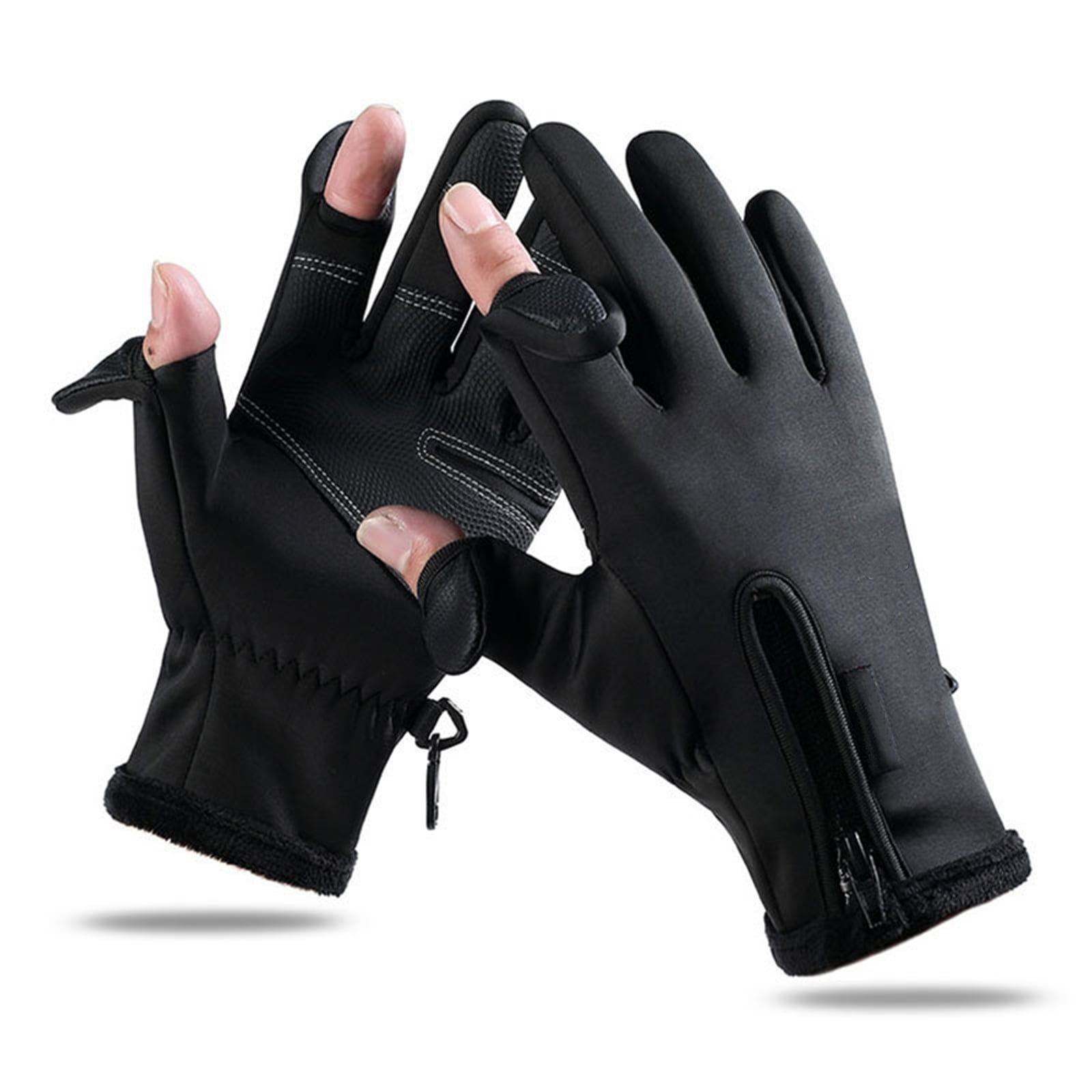 Winter Fishing Gloves 3 Finger Flip Fingerless Men Gloves Non-slip