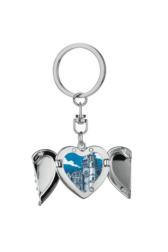old castle medieval knights of eu emblem heart angel wing key chain holder