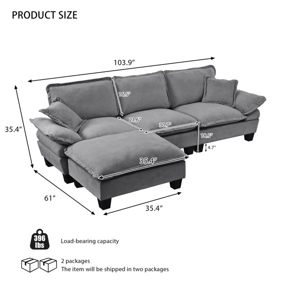 (old:w3163s00019) Modular Sectional Sofa, Oversized Deep Seat L Shaped Couc