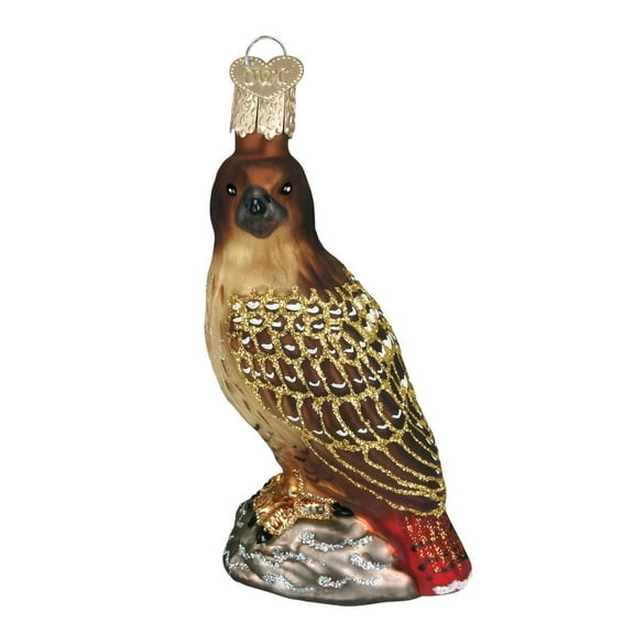 old world christmas red-tailed hawk glass ornament 16064