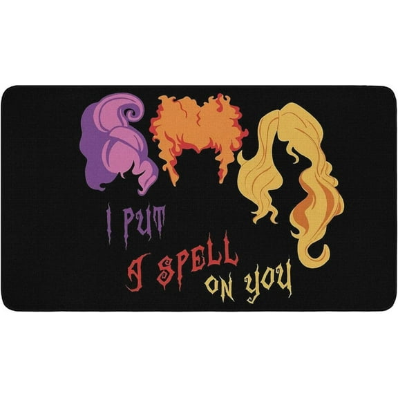 oldsin Festive Fairy Movie Character Witch Pattern Kitchen Mat Halloween Door Mats Room Children Kitchen Rug Buffer Non-Slip Scraping Sand Absorbing Water Drain Three Witch Doormat 30" X 17"