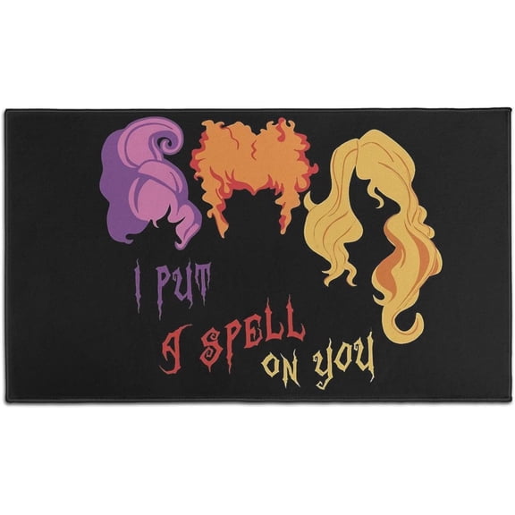 oldsin Festive Fairy Movie Character Witch Pattern Kitchen Mat Halloween Door Mats Room Children Kitchen Rug Buffer Non-Slip Scraping Sand Absorbing Water Drain Three Witch Doormat 30" X 17"