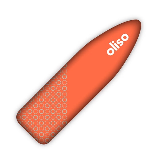 oliso Ironing Board Cover, Durable 100% Cotton Lined with Professional Grade Felt pad - Fits Standard 54” x 15" Boards, a Wide Elastic Edge, Two Adjustable Straps for Secure Fit (Coral)