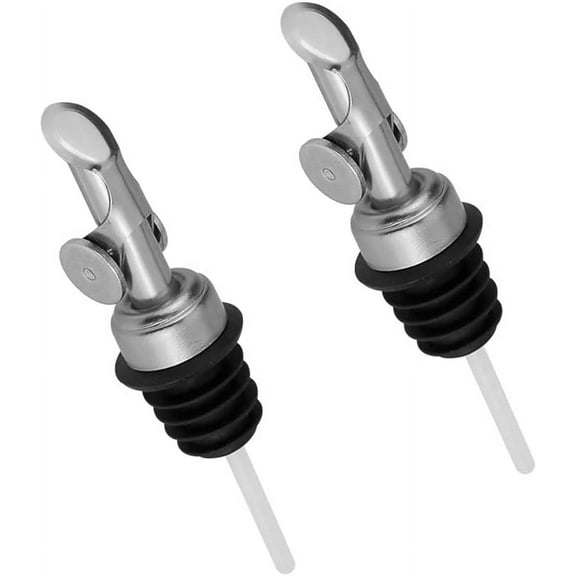 olive oil spout, olive oil dispenser spout, pour spoutsstainless steel automatic opening and closing spout, leak-proof, for olive oil, vinegar, wine and other liquid bottles (silver) 2pcs