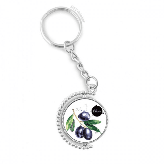 olives fruit tasty healthy watercolor rotatable keyholder disc accessories chain clip