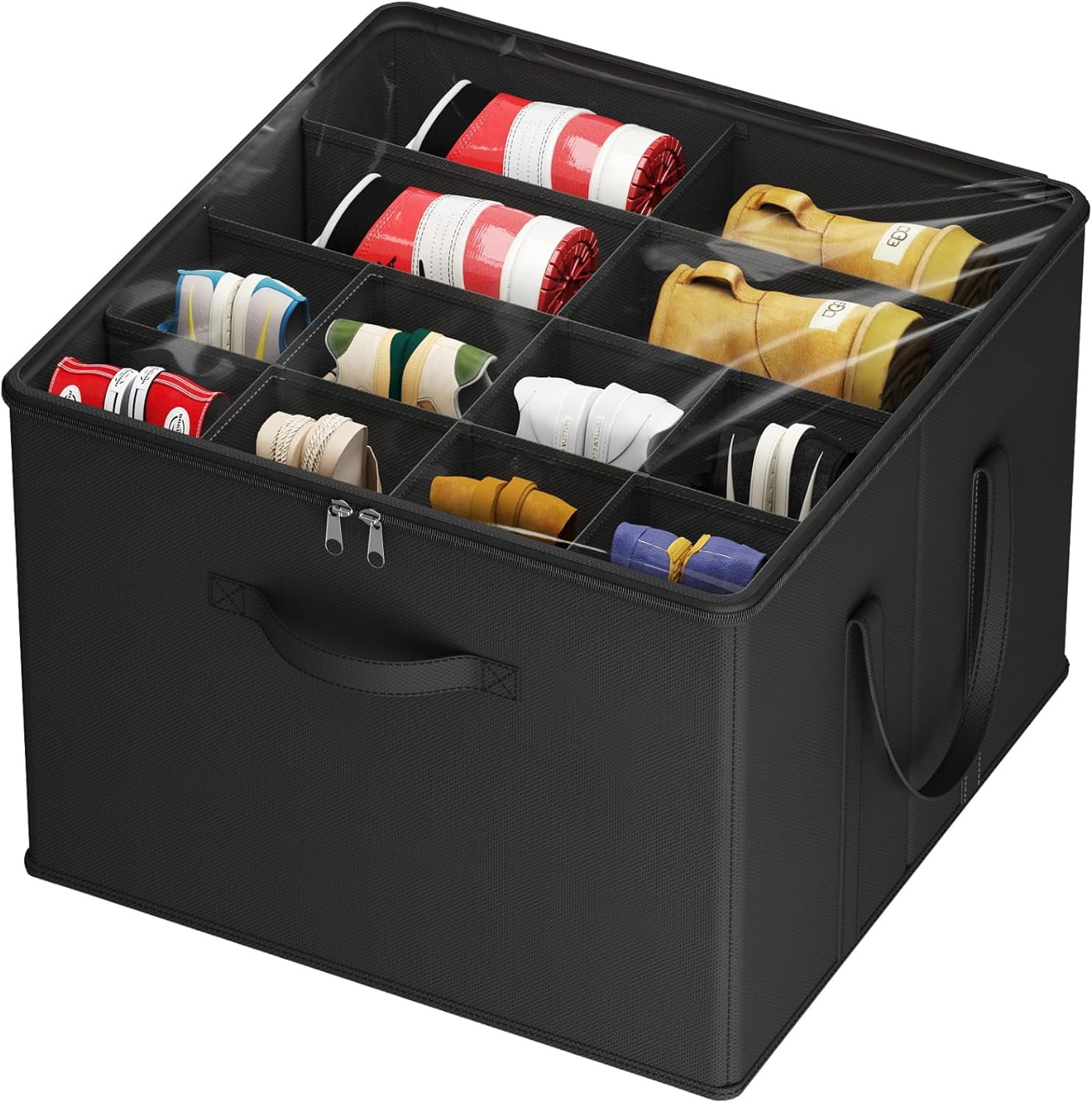 oljyd Shoe Storage Organizer for Closet Fits 12-16 Pairs Large Shoe Box ...