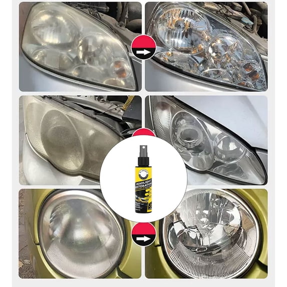 olkpmnmk 120ML Car Headlight Restoration Spray, Headlight Lens Polishing Cleaner Liquid, Clears Cloudy Lenses, Decontaminates & Provides Anti-Scratch Protection for Foggy Automotive Headlights