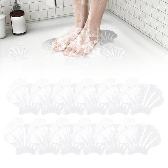 olkpmnmk 12Pcs Shower Floor Non Slip Stickers with Strong Adhesive, Shell Shaped Anti-Slip Pads, Durable Anti Slip Shower Stickers, Adhesive Tub Floor Grip Stickers for Bath Tub, Pools and Stairs