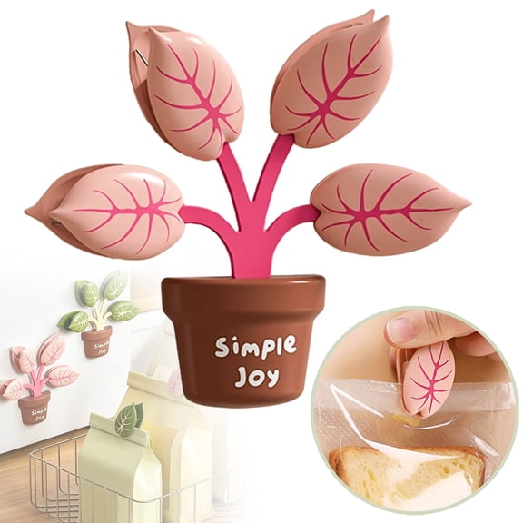 olkpmnmk 1Pc Chip Bag Clips, Tree Shaped Bag Clip, Foods Snacks Bag Clamps Sealing Bar, Refrigerator Magnet Clips, Funny Kitchen Snack Bag Sealer Clip for Airtight Seal Food Storage, Pink