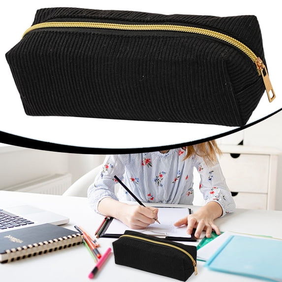 olkpmnmk 1Pc Corduroy Makeup Bag, Large Capacity Portable Toiletry Bag, Large Capacity Portable Travel Toiletry Bag & Aesthetic Pencil Case with Zipper for Travel Essentials, Classroom Essentials