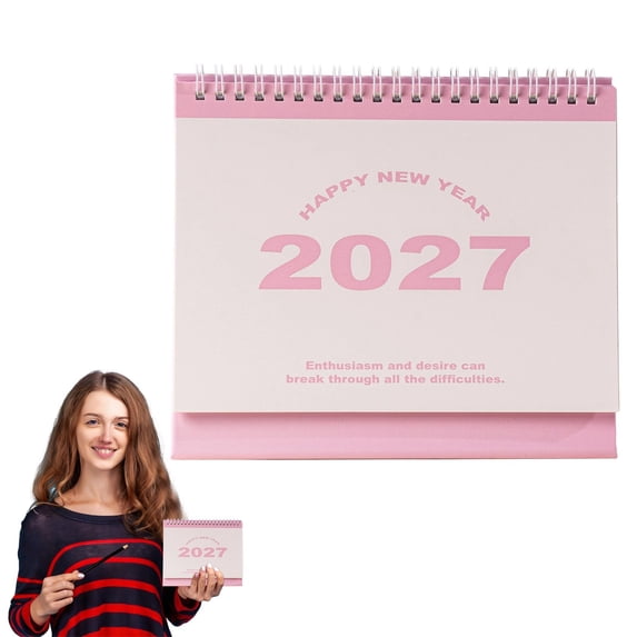 olkpmnmk 2027 Monthly Standing Desk Calendar, Bound Compact Page Desktop Calendar Notebook, Desk Flip Calendar for Daily Schedule Management, Ideal For Home and Office Use