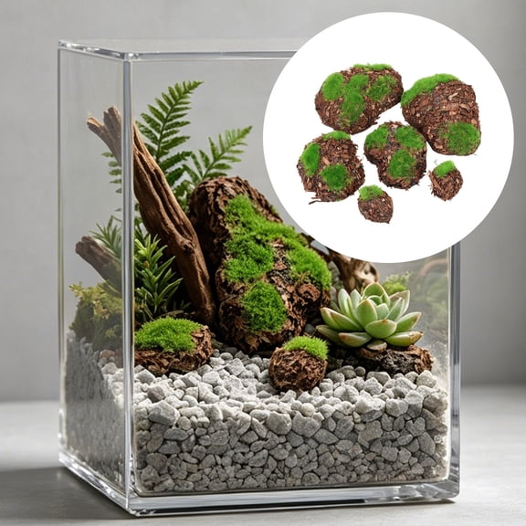 olkpmnmk 24Pcs Artificial Moss Rocks Decorative Set, Green Moss Balls,Moss Stones, Green Moss Covered Stones, Fake Moss Decor for Floral Arrangements, Fairy Gardens and Crafting Supplies