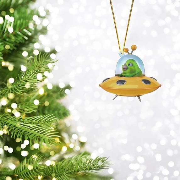 olkpmnmk 2D Flat Wooden Christmas Tree Ornaments, Space Themed Christmas Tree Ornaments, Planet, Astronaut, Rocket, UFO & Telescope Wood Pendants for Kids, Christmas Tree Decorations, Party Supplies