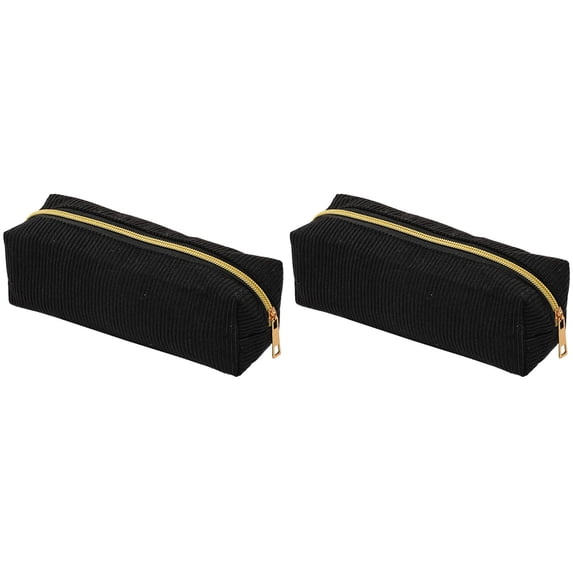 olkpmnmk 2Pcs Corduroy Makeup Bag, Large Capacity Portable Toiletry Bag, Large Capacity Portable Travel Toiletry Bag & Aesthetic Pencil Case with Zipper for Travel Essentials, Classroom Essentials