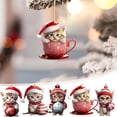 thumbnail image 1 of olkpmnmk 5Pcs 2D Flat Acrylic Hanging Cute Cat Christmas Ornament Set, Christmas Ornaments Cat with Santa Hat & Ball, Xmas Tree Accessories Christmas Pendants Hanging, Cartoon Cat Christmas Ornament, 1 of 9