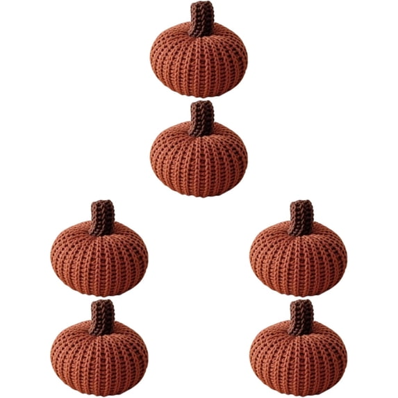 olkpmnmk 6Pcs Mini Crochet Pumpkins, Artificial Knit Pumpkins Fall Decor for Decorating Thanksgiving, Handmade Knit Pumpkins for Farmhouse Autumn Table Halloween Harvest Home Decor