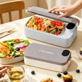 thumbnail image 1 of olkpmnmk 900ml Rechargeable Heated Stainless Steel Bento Box, 7200mAh Food Warmer Lunchbox With Stainless Steel Container, Digital Temperature Display, Adjustable Temp Heating Bento Box for Office, 1 of 4