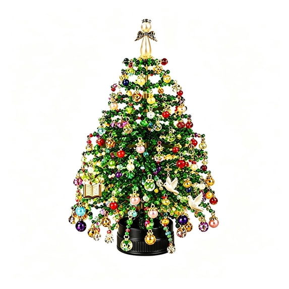 olkpmnmk Beaded Christmas Tree Kit, DIY Beaded Christmas Tree Kit Set for Adults,Diy Beaded Christmas Tree Kit with Warm Glow Lights, Jingle Beads Christmas Tree for Holiday Home Tabletop Decor