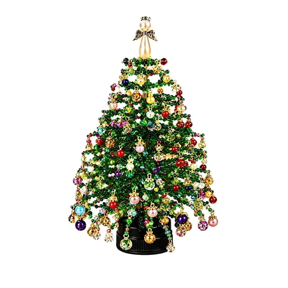 olkpmnmk Beaded Christmas Tree Kit, DIY Beaded Christmas Tree Kit Set for Adults,Diy Beaded Christmas Tree Kit with Warm Glow Lights, Jingle Beads Christmas Tree for Holiday Home Tabletop Decor