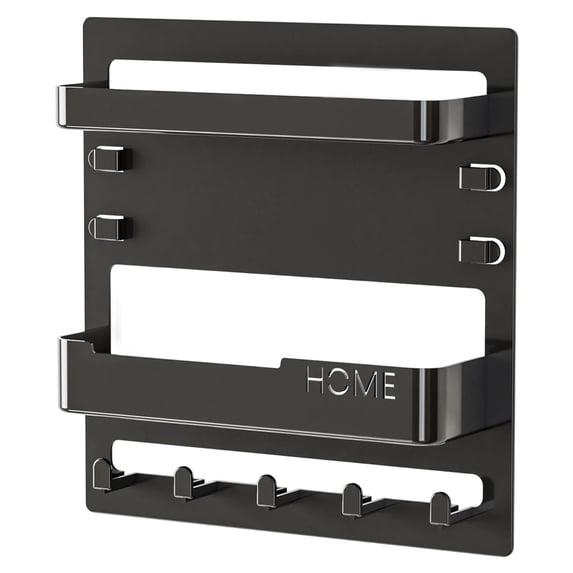olkpmnmk Bedside Wall Organizer,Bedside Wall Shelf,Dorm Room Essential,Floating Bedside Shelf Wall Mount Organizer,Remote Control Holder,Cool Teen Girls Trendy Stuff,Room Organization,Black,9.1"x9.5"