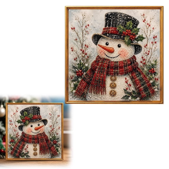 olkpmnmk Christmas Pearl Diamond Art, DIY Christmas Pearl Painting Art Kit with Frame, Retro Style Snowman Wall Decor Art Craft Kit, Christmas Pearl Art for Wall Decor, Pearl Art Christmas Ornament