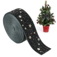 thumbnail image 1 of olkpmnmk Christmas Velvet Ribbon, Hot Stamping Printed Decorative Wired Ribbon Roll, Wired Edge Xmas Ribbon for Christmas Tree, Gift Wrapping, DIY Craft Bow Making, Wreath Garland Home Party Decor, 1 of 4