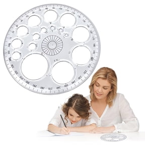 olkpmnmk Circle Template, 360 Degree Full Circle Plastic Protractor, Clear Round Angle Measuring Scale Tool, Portable Precise Angle Finder Geometry and Math Tool for Drafting, Classroom Must Haves