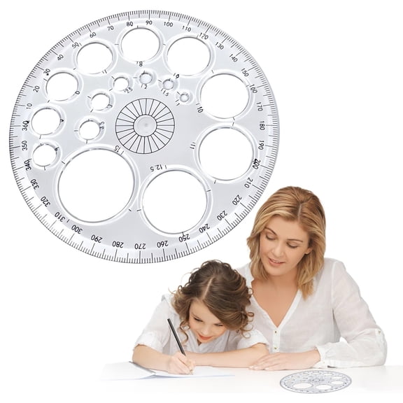 olkpmnmk Circle Template, 360 Degree Full Circle Plastic Protractor, Clear Round Angle Measuring Scale Tool, Portable Precise Angle Finder Geometry and Math Tool for Drafting, Classroom Must Haves