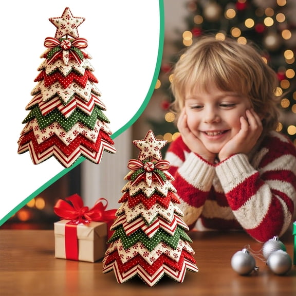 olkpmnmk DIY Quilted Santa Snowman Christmas Tree Sewing Kit, Felt Ornament Kit, Layered 3D Tabletop Xmas Tree Ornament, Complete Hand Sewing Supplies for Adults Holiday Home Decor & Quilting Hobby
