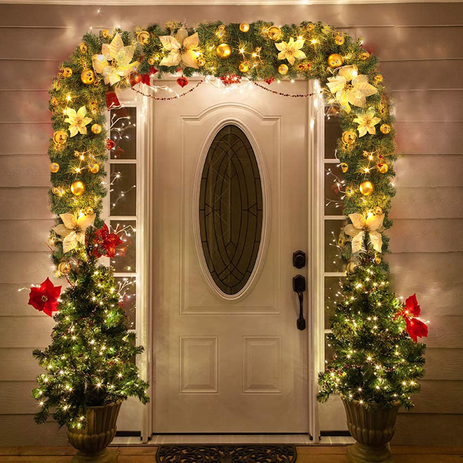 olkpmnmk Fake Flowers Christmas Decorations Christmas Stairs Decoration