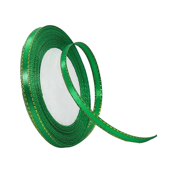 olkpmnmk Gold‑Edged Satin Ribbon, Polyester Fabric Ribbon Roll for Gift Wrapping, Christmas Tree Ornaments, Polyester Fabric Ribbon for Christmas Tree Flower Bouquet, Wreath Decorations, Bows Making