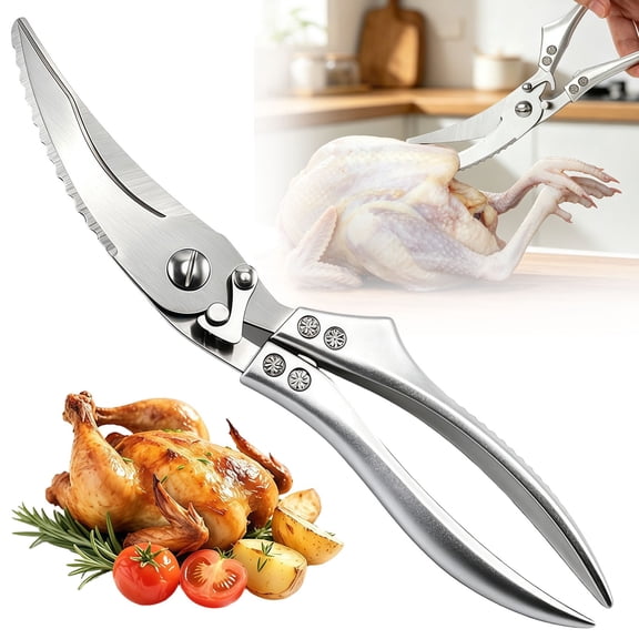 olkpmnmk Heavy Duty Kitchen Scissors, Poultry Shears, Stainless Bone Cut Kitchen Scissors, Multi Purpose Kitchen Shears for Chicken, Meat Cutting, Turkey, Fish, Seafood, Vegetables, Dishwasher Safe