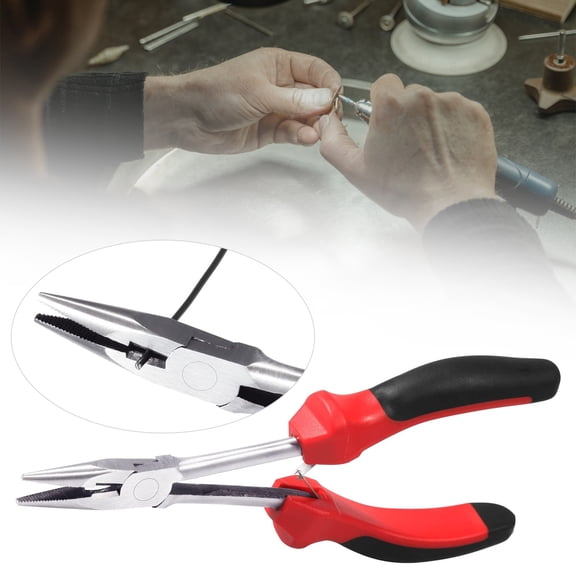 olkpmnmk Long Nose Pliers, Mini Needle Nose Pliers, Long Nose Pliers with Comfort Grip Handles, Small Needle Nose Pliers for Jewelry Making, Wire Wrapping, Crafts, Electronic Repair, 6 Inches