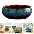thumbnail image 1 of olkpmnmk Lotus Bowl Planter, Glazed Ceramic Indoor Plant Bowl Lotus Pot, Shallow Ceramic Water Planting Pot for Lotus Seeds, Bonsai, Succulents, Shallow Hydroponic Decorative Oriental Flower Bowl, 1 of 9
