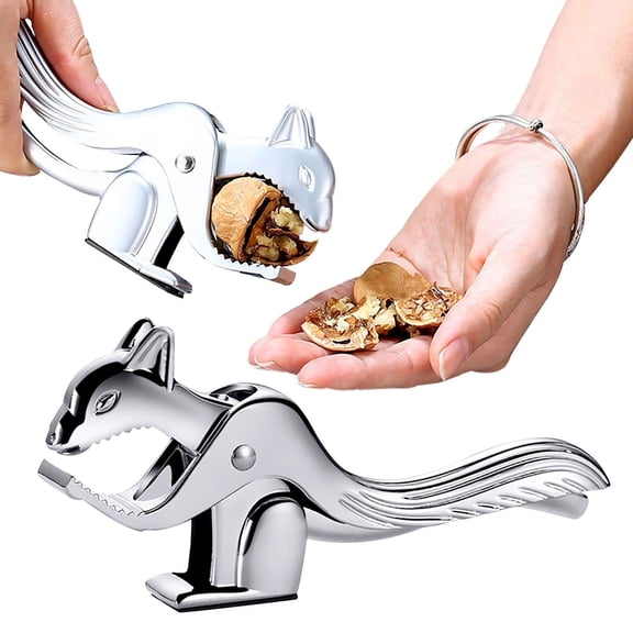 olkpmnmk Nut Cracker, Handheld Squirrel Shape Walnut Opener, Nut Cracker Clip, Stainless Steel Nutcracker with Non-Slip Handle for Walnuts, Pecans, Hazelnuts, Pistachio, Lobster & Crab Shells