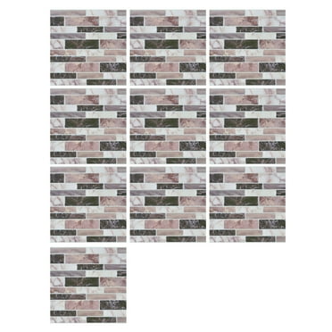 olkpmnmk Peel and Stick Backsplash Tile, Stick on Backsplash for Kitchen and Bathroom, Black Grey Wood Look PVC Self Adhesive Wall Tiles(10 Sheets)