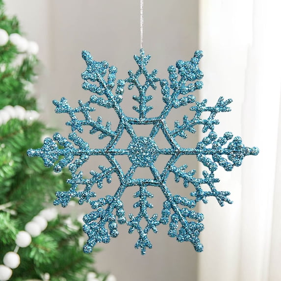 olkpmnmk Plastic Glitter Snowflake Ornaments, Glitter Snowflake Ornaments for Christmas Tree Decorations, Snowflake Decorations Sparkly Snow Flake Pendants for Christmas Tree, Window Display Decor