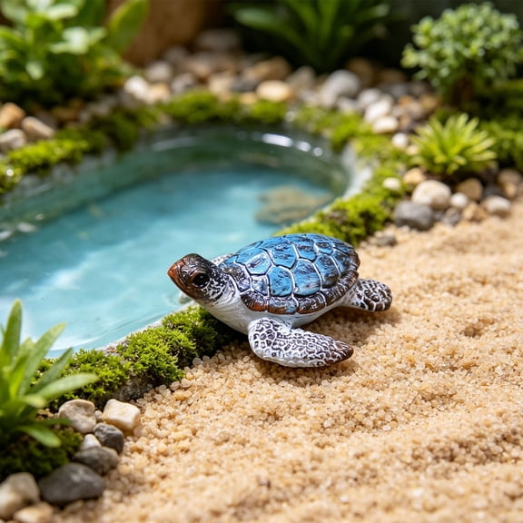 olkpmnmk Resin Sea Turtle Figurines, Sea Turtle Miniature Statue, Small Animal Figurine Garden Sculptures & Statues, Realistic Resin Tortoise Shell Decor for Pond & Backyard, Aquarium, Turtle Tank
