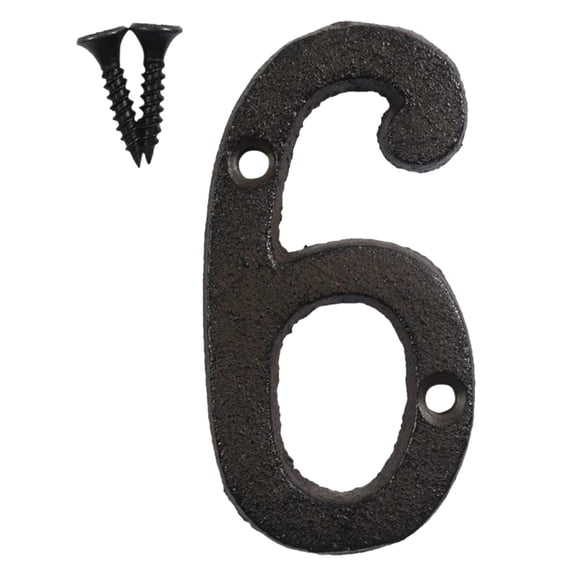 olkpmnmk Retro Wrought Cast Metal House Numbers Sign, Metal House Numbers Digit 6, DIY Wall Mount Metal House Numbers for Outside, House Door, Mailbox, Fence, Farmhouse Indoor & Outdoor Home Decor