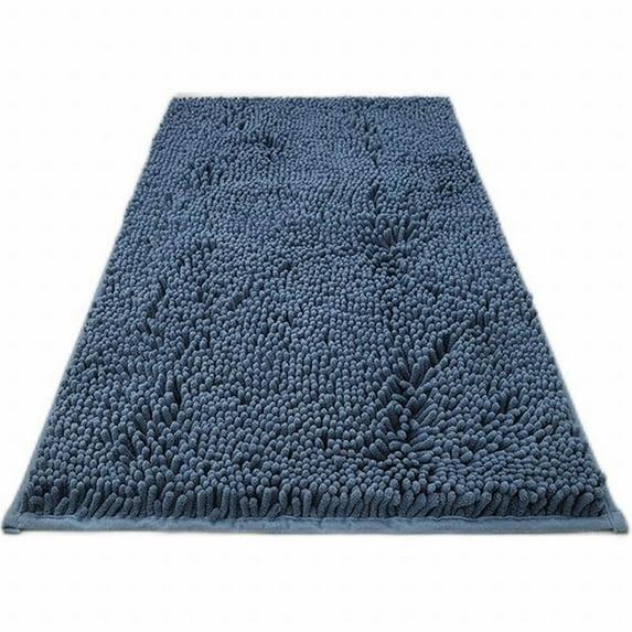 olkpmnmk Shower Mat Non Slip Anti Mold, Bathroom Carpets Machine Washable, Super Absorbent Thick Small Bathroom Mat Quick Dry Bathroom Rug, Bathmat Runner, Fast Drying Microfiber Mat, Navy 59"x24"